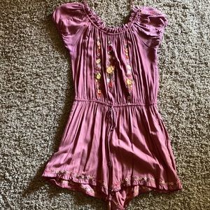 womens pink floral patterned romper